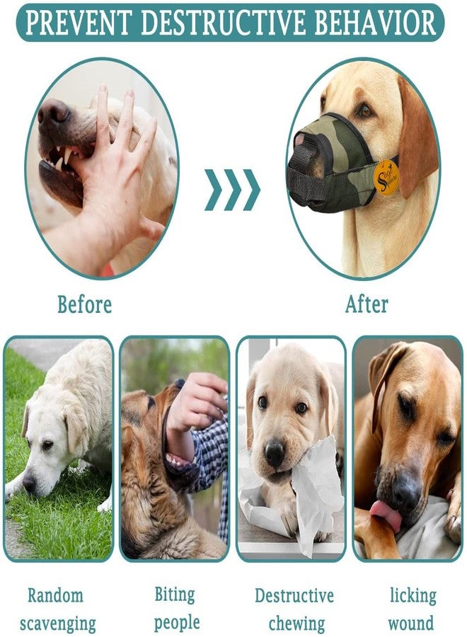 Sage Square Dog Army Muzzle, Soft Mesh Covered, Poisoned Bait Protection with Adjustable Straps, Prevent Biting Chewing & Licking for Small Medium Large Dogs (Army Muzzle, Small) - Image 2